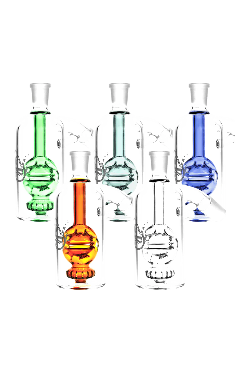 Pulsar Fab-Egg Perc Ash Catchers in various colors with 45° joint angle, front view