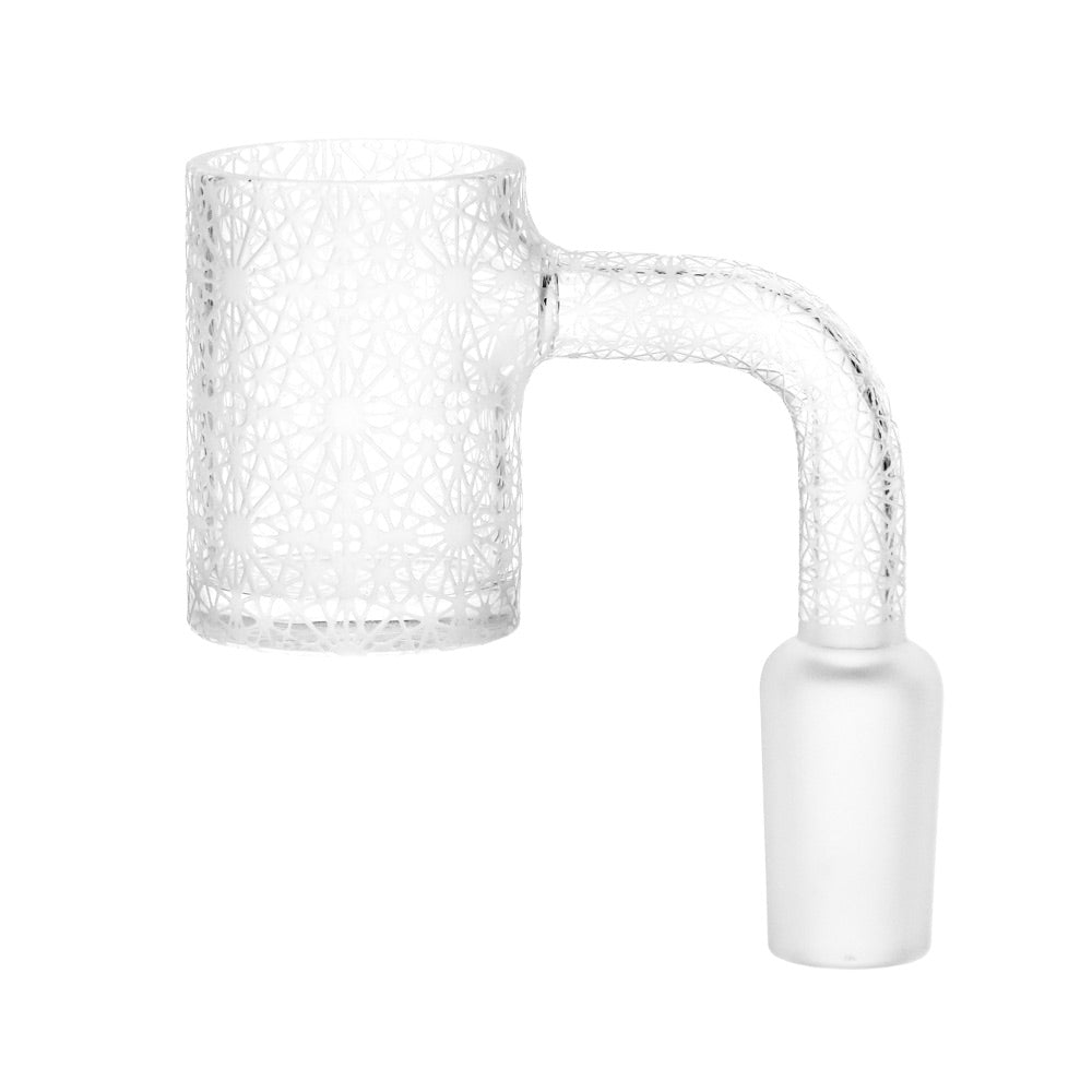 Pulsar Geometric Lace Etched Quartz Banger for Dab Rigs, 90 Degree Joint, 14mm