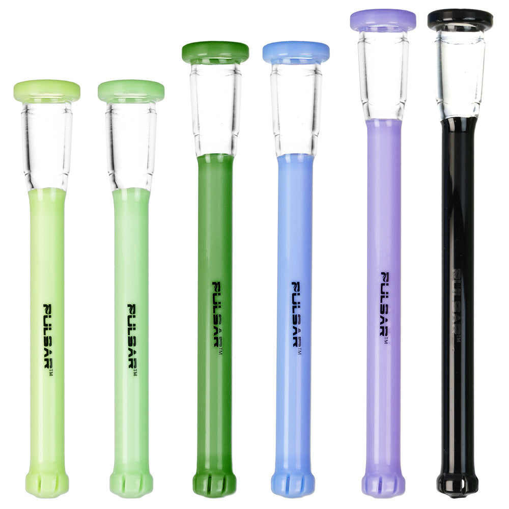 Pulsar Borosilicate Glass Downstems, 14mm, 6-Pack in Various Colors - Front View