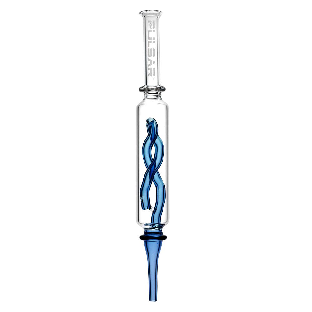 Pulsar Glass Dab Straw with Inner Twist Perc, Clear Borosilicate, 8.5" Length, Front View