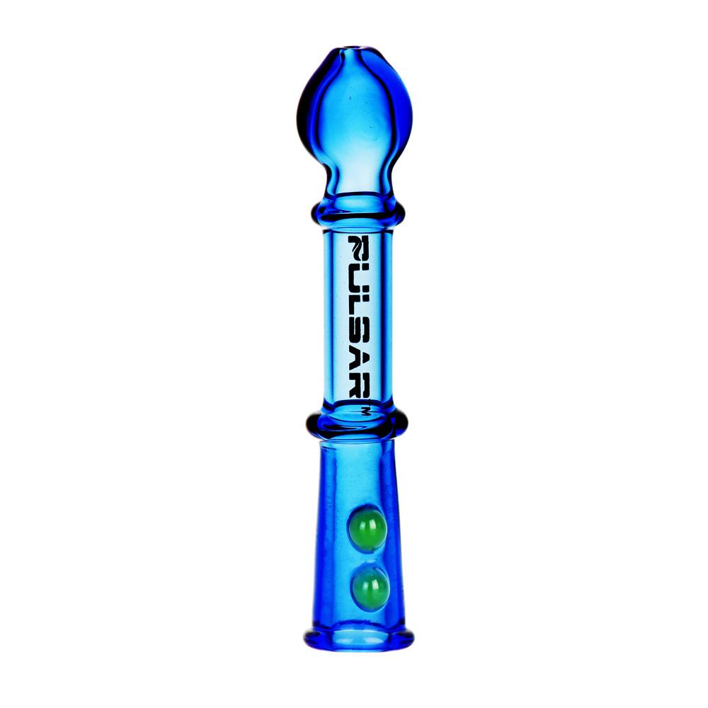 Pulsar Glass Joint Holder in Transparent Blue, Compact 3.5" for Dry Herbs, Front View