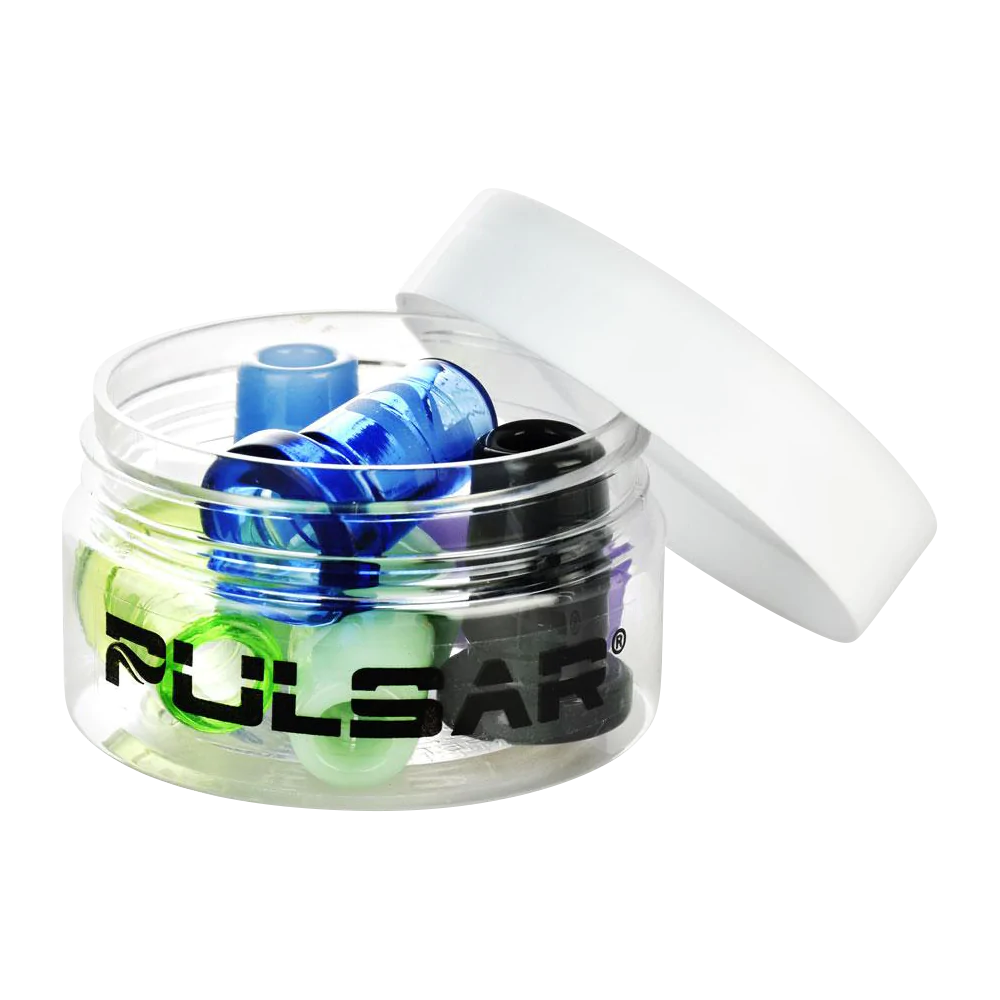 Pulsar Borosilicate Glass Joint Reducer Adapters in Assorted Colors, 6 Pack, Top View