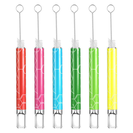 Pulsar Glass Taster Bats with THC Molecule Design in Assorted Colors, 4" Heavy Wall