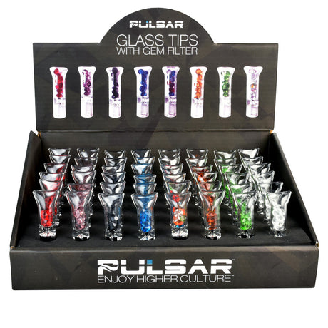 Pulsar Borosilicate Glass Tips with Gem Filter, Assorted Colors, 48 Pack Display Box