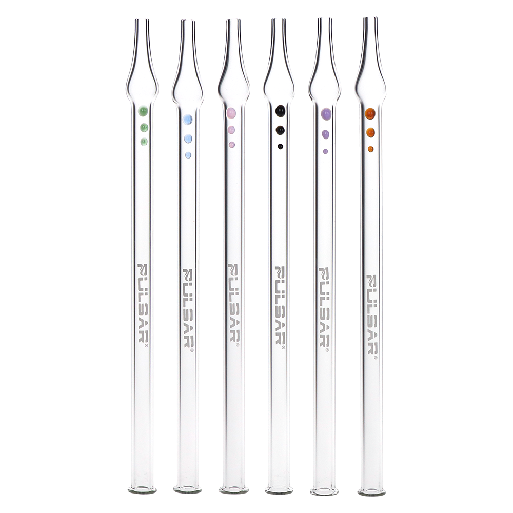 Pulsar 10 inch glass vapor straw 6 pack, a bundle of borosilicate glass dab straws for concentrates