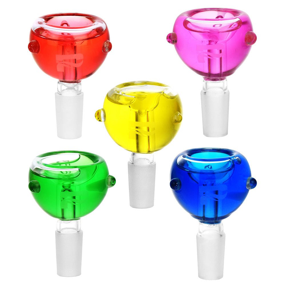 Pulsar Globular Glycerin Herb Slides in various colors with 14mm male joint, front view