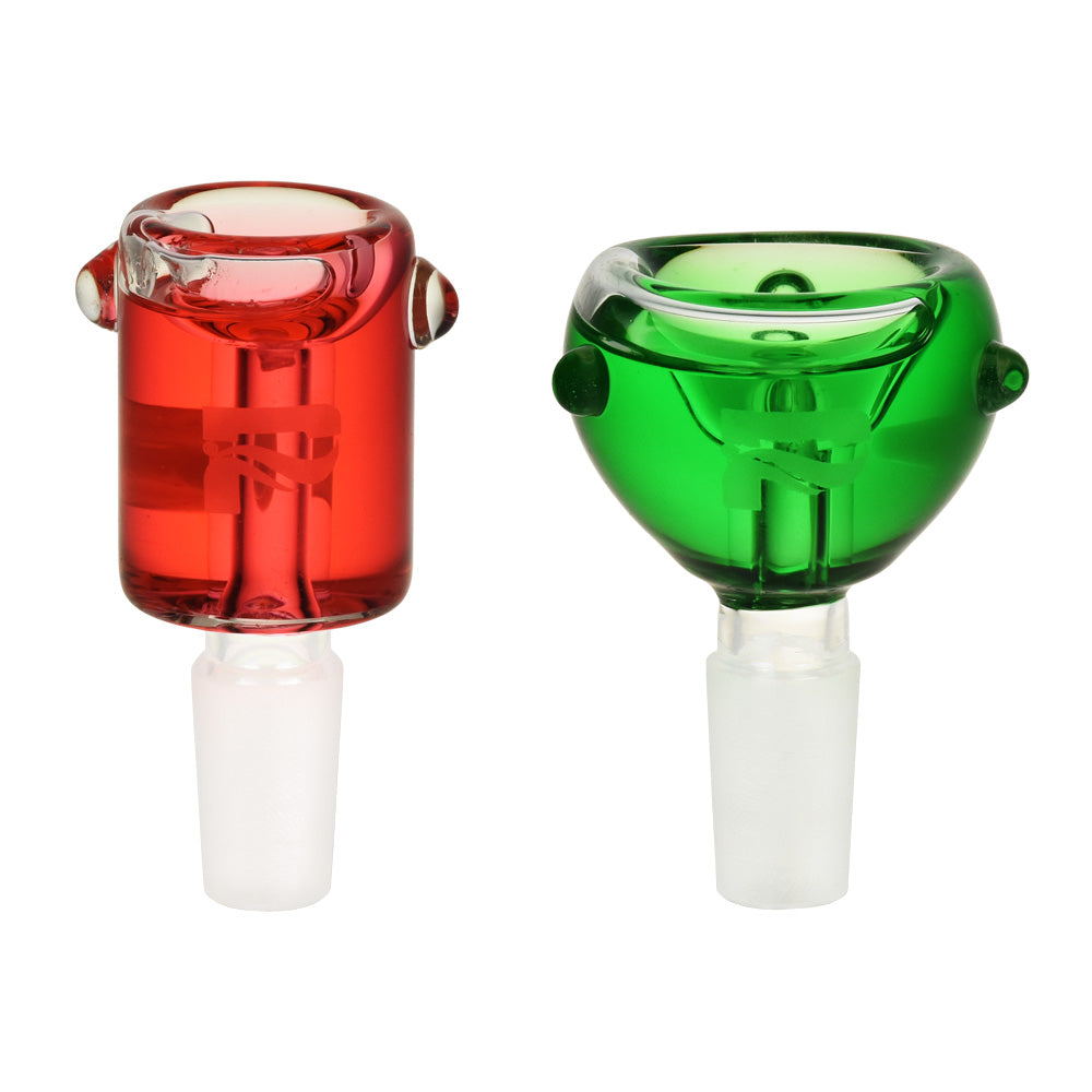 Pulsar Glycerin Herb Slides, 14mm Male, Red and Green, Borosilicate Glass, Front View