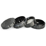 Pulsar Grindhouse 2.5" Supreme 4-Piece Grinder with magnetic lid, displayed disassembled on white