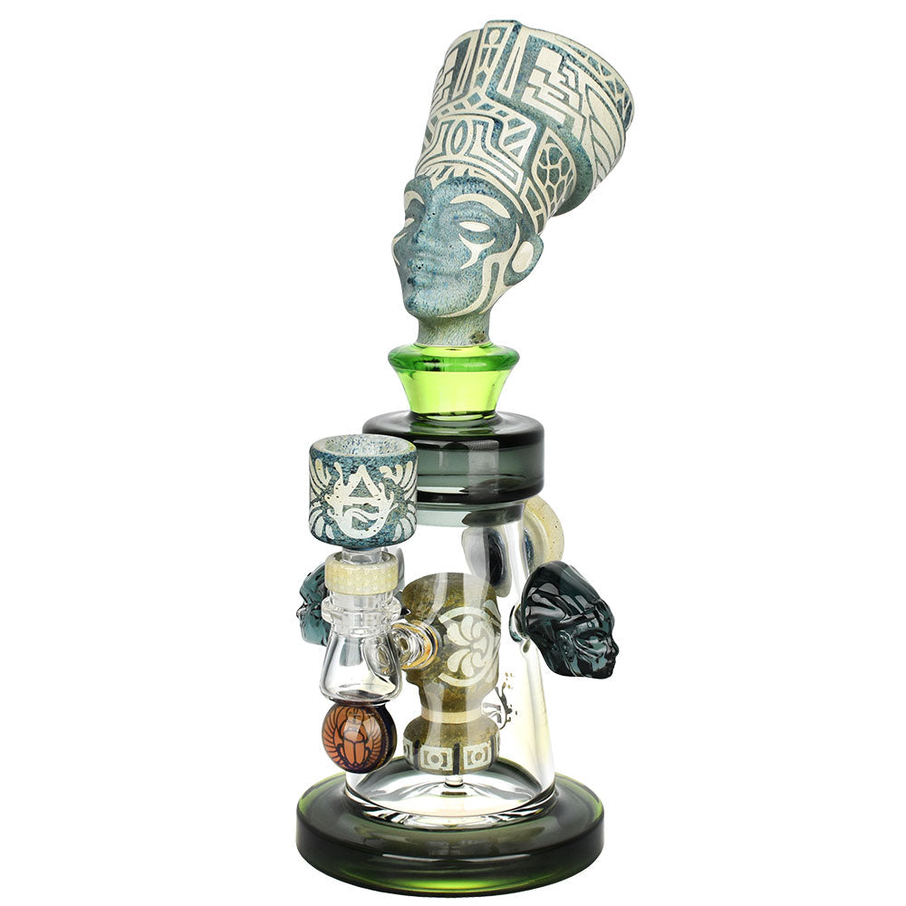 Pulsar Ramses Water Pipe with Hieroglyph Design, 10-inch Borosilicate Glass, Front View