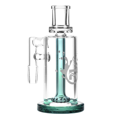 Pulsar High Class Ashcatcher in Teal, 14M to 14F Joint, Disc Percolator, Front View on White