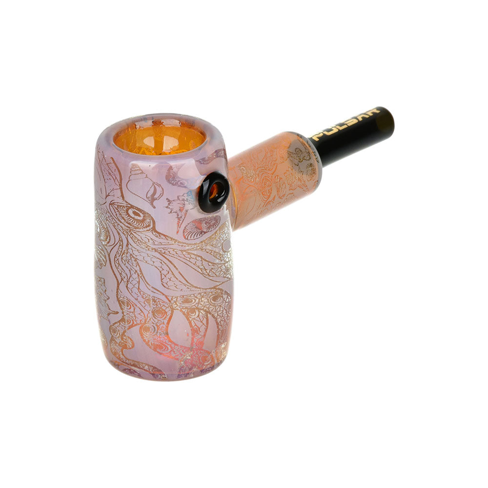 Pulsar Glass Mini Hammer Bubbler with Octopus Design, Black Color, 3.5" Tall, Side View