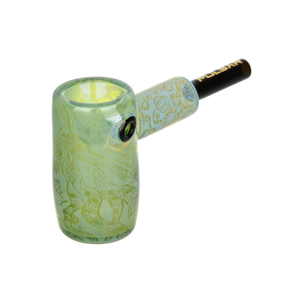 Pulsar Octopus Print Mini Hammer Bubbler in Black, 3.5" Borosilicate Glass, Side View