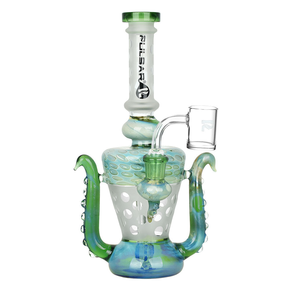 Pulsar Intercosmic Tentacles Dab Rig in Borosilicate Glass, Front View with Intricate Design