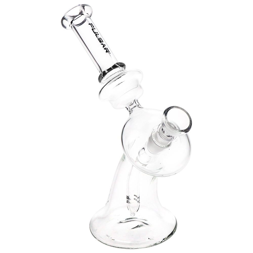 Pulsar Kicked Back bong includes a 14mm male herb slide with a ring grip and has a 14mm female joint