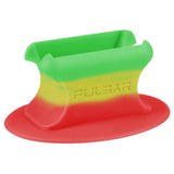 Pulsar Knuckle Bubbler Stand in Silicone, Rasta Colors, Front View on White Background