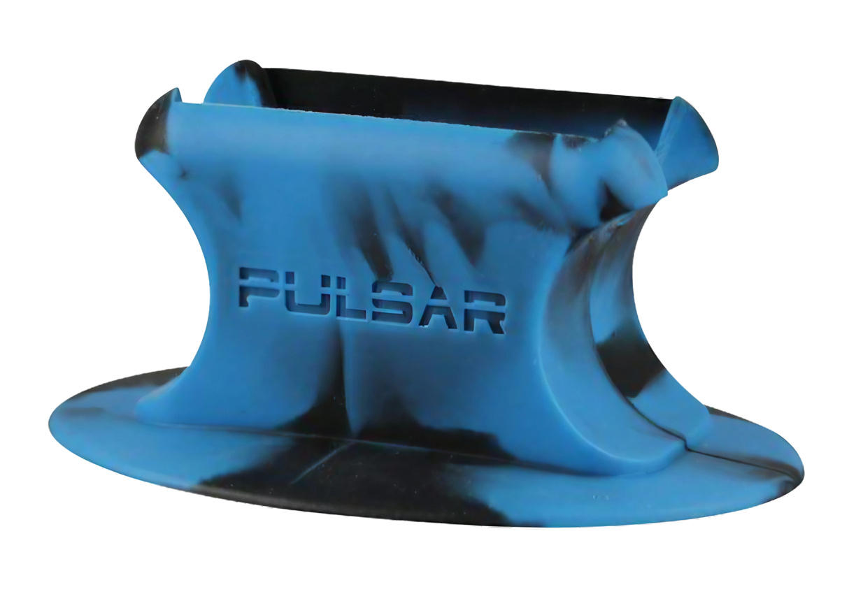 Pulsar Knuckle Bubbler Stand in blue silicone, compact size, front view on white background