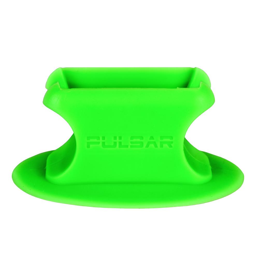 Pulsar Knuckle Bubbler Stand in vibrant green silicone, front view on white background