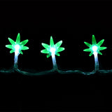 Pulsar LED Hemp Leaf Necklace glowing in dark - 36" long with bright green lights