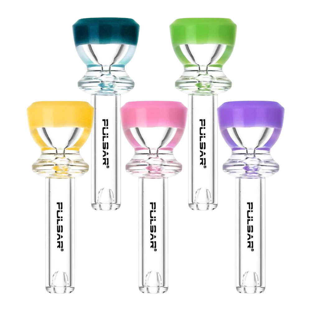 Assorted Pulsar Lollipop Deep Bowl Chillum Pipes in vibrant colors, compact and portable design
