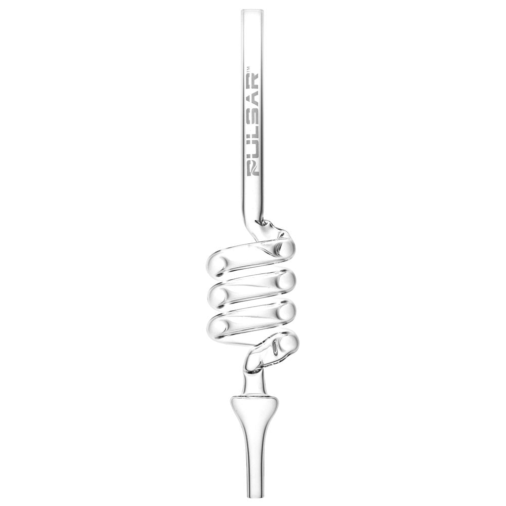 Pulsar Mad Scientist Spiral Coil Quartz Dab Straw, Clear Quartz Design, Front View