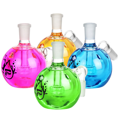 Pulsar Magic Sphere Glycerin Ash Catchers in pink, orange, green, and blue with disc percolators