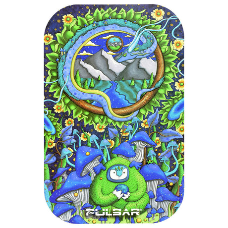 Pulsar Magnetic Rolling Tray Lid with vibrant psychedelic artwork, 11"x7" size, top view