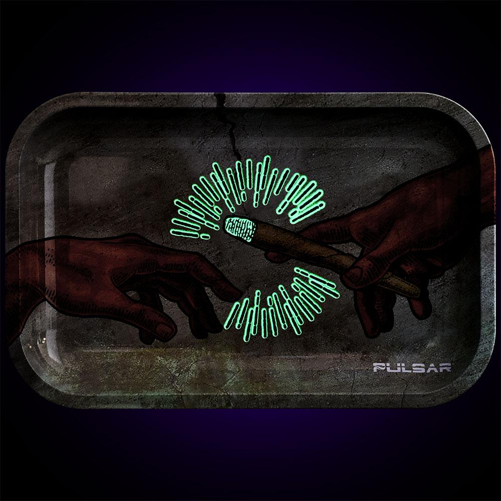 Pulsar Magnetic Rolling Tray Lid with Creation of Passage Artwork, 11"x7" Medium Size, Top View