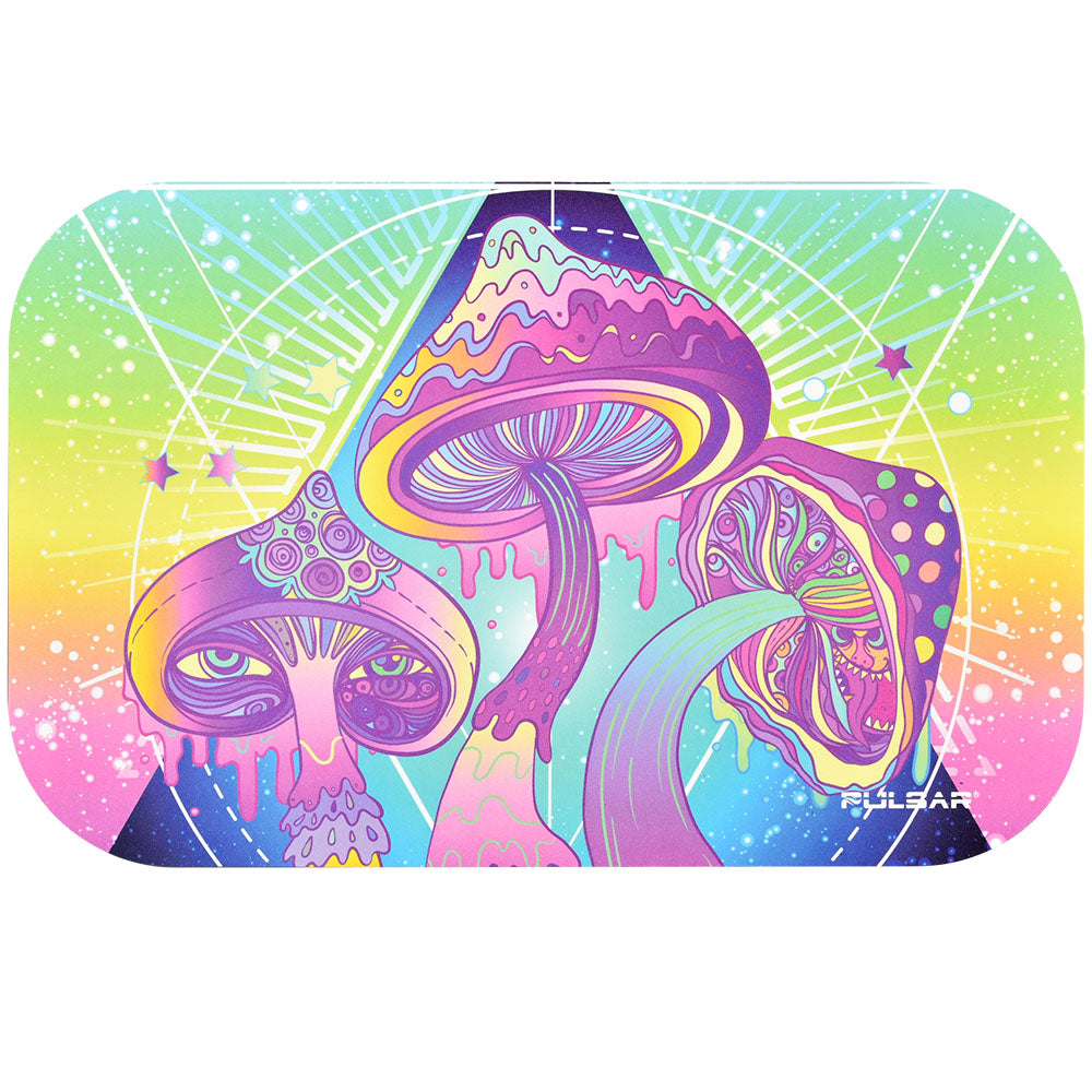 Pulsar Magnetic Rolling Tray Lid with Melting Shrooms Design, 11"x7" Top View
