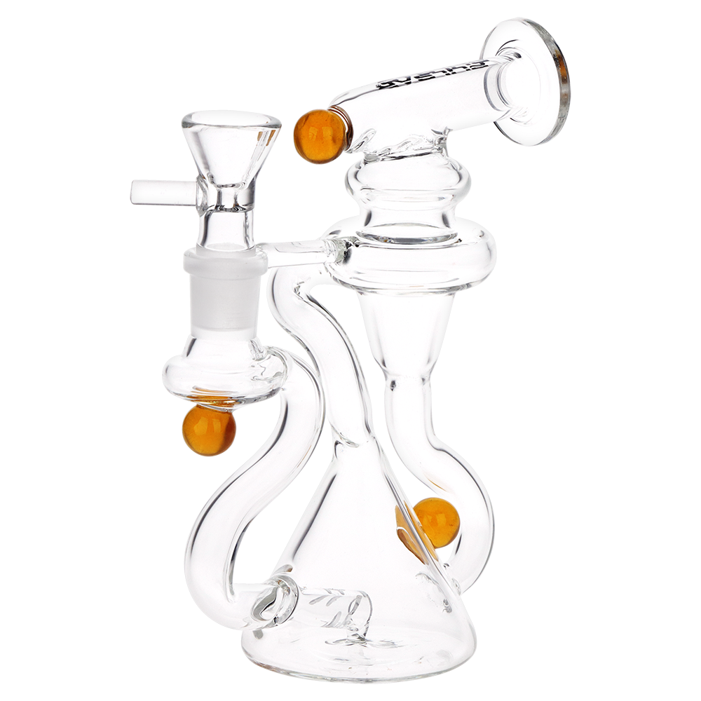 Pulsar Marble Scope 6 inch recycler bong in amber borosilicate glass with amber marble accents
