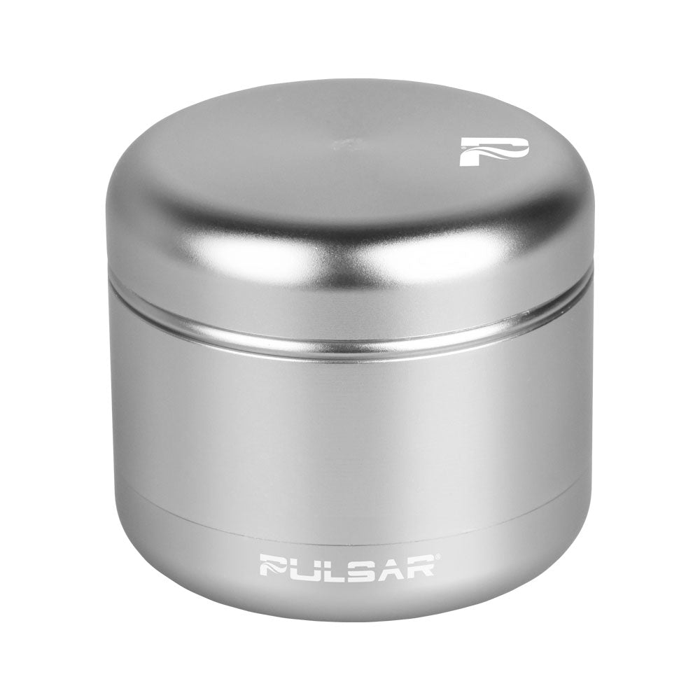 Pulsar Matte Grinder in Silver - 4 Piece Aluminum Herb Grinder - Front View