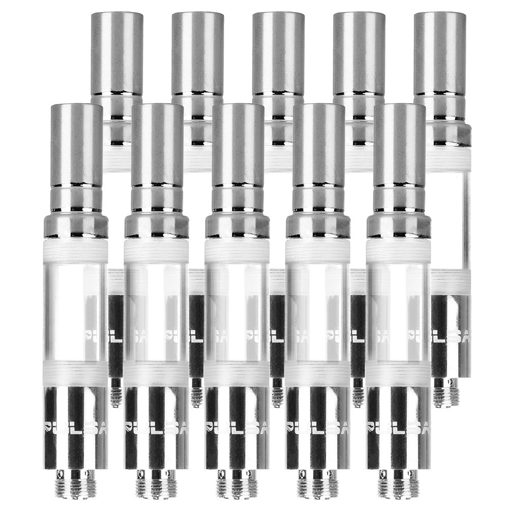 Pulsar Micro VV Pens with Dual Quartz Coils, 10pc Set on White Background