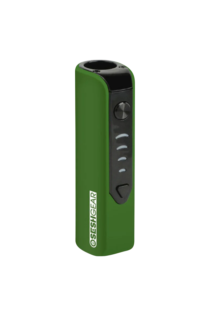 Pulsar Mobi 510 Battery in green, front view, compact design for vaporizers, with power button and indicator lights