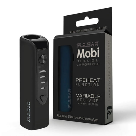Pulsar Mobi 510 Battery for vaporizers, front view with packaging, featuring preheat function