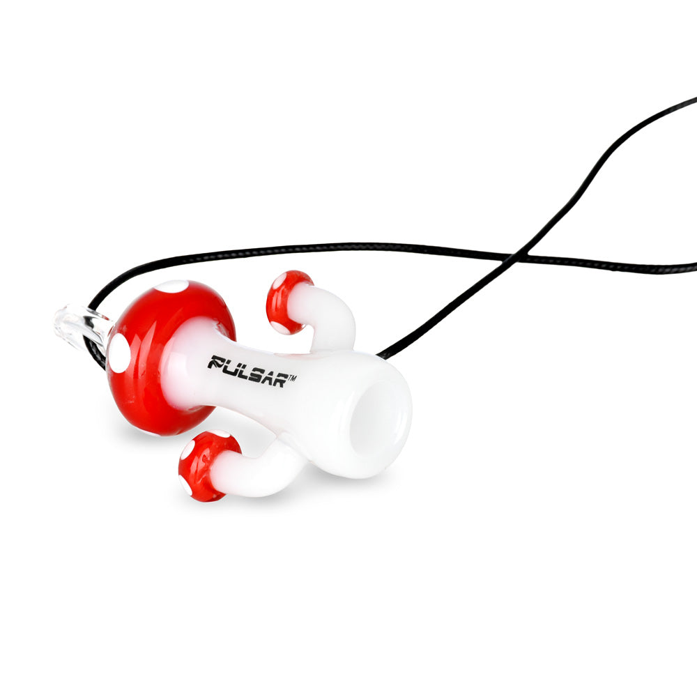 Pulsar Mushroom One Hitter Necklace in assorted colors, 3" borosilicate glass, easy for travel