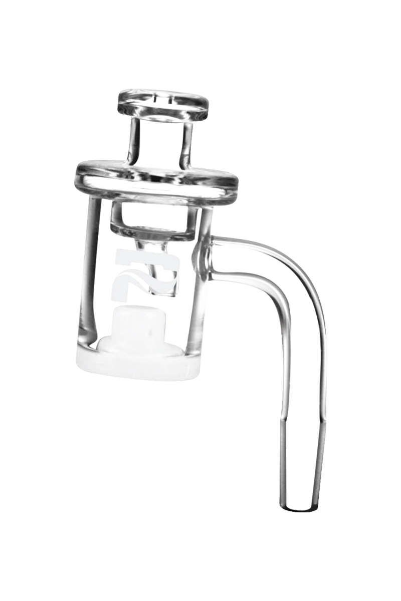 Pulsar Quartz Core Reactor Banger with Carb Cap, 90 Degree Joint, Side View on White Background