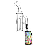 Pulsar Petite Pocket Cart Rig Bubbler, clear borosilicate glass with colorful design, front view