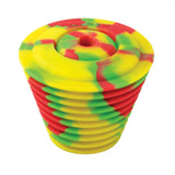 Pulsar Silicone Bong Cleaning Plug in Rasta colors, top view on white background