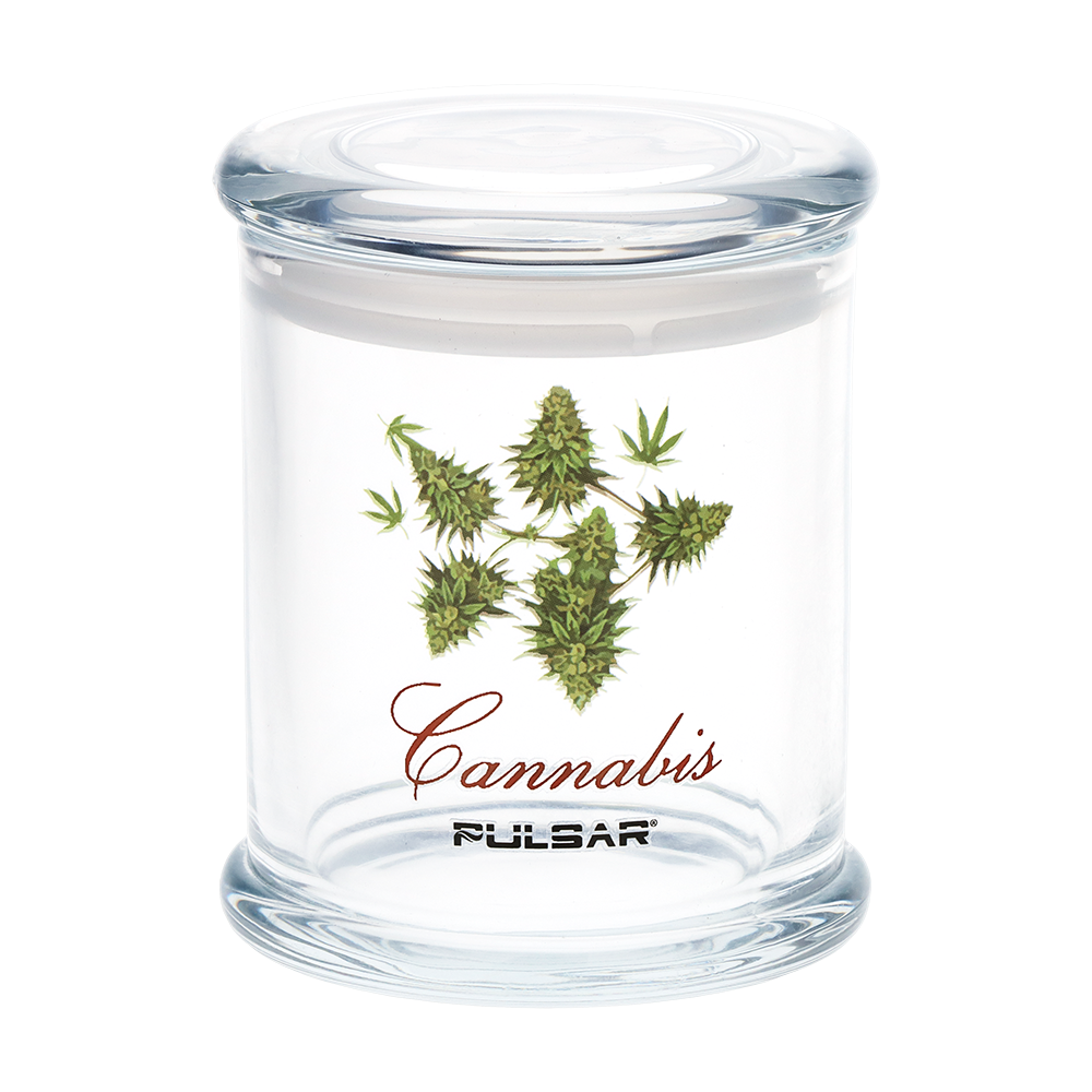 Pulsar Pop Top 4.5 inch large glass stash jar with an airtight pop top lid and 500mL capacity (photo 9)