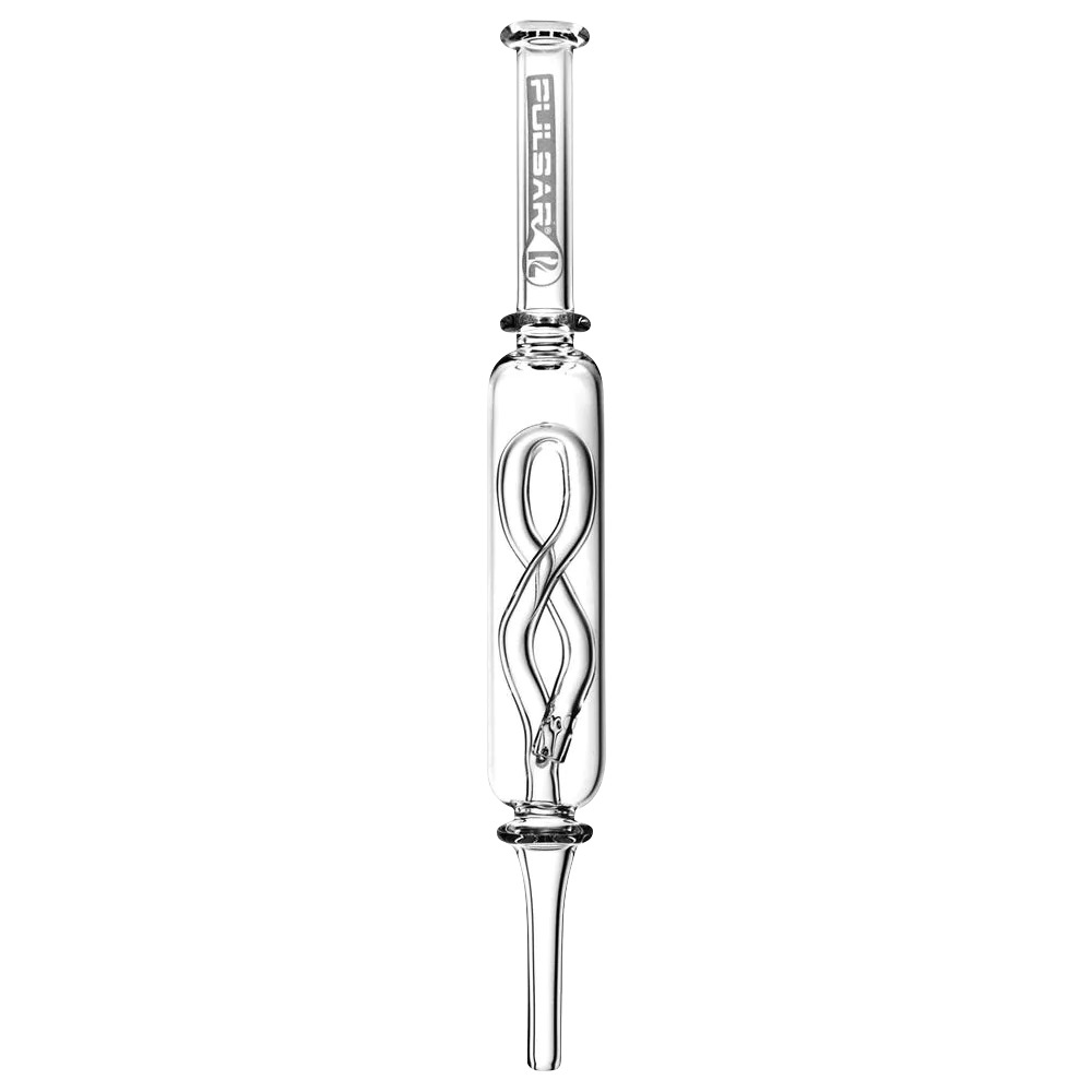 Pulsar Quartz Nectar Collector with Internal Twist Perc, Portable 8.5" Dab Straw, Front View