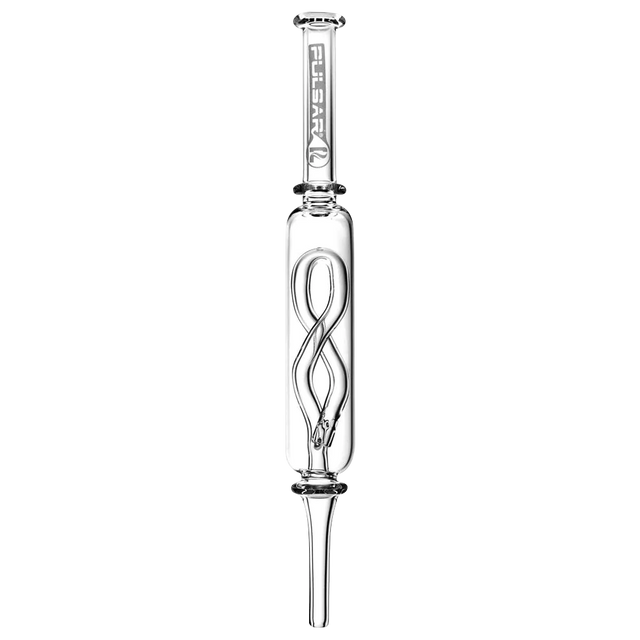 Pulsar Quartz Nectar Collector with Internal Twist Perc, Portable 8.5" Dab Straw, Front View