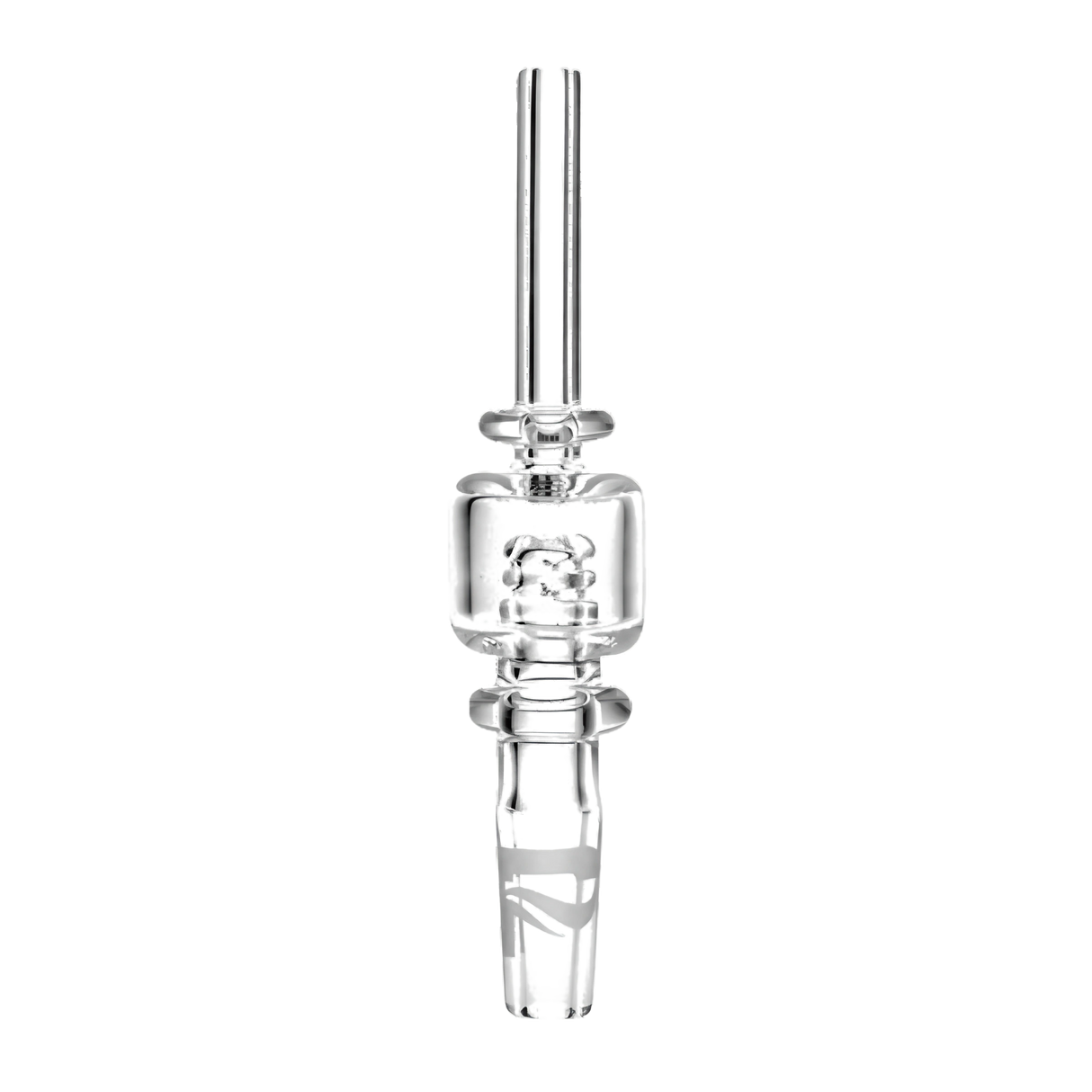 Pulsar Quartz Vapor Straw Tip with Honey Catcher, clear, side view, for dab rigs