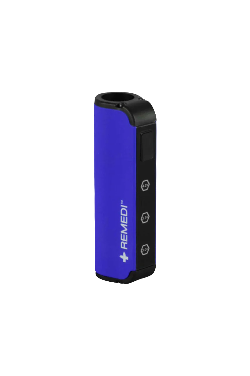 Pulsar ReMEDI M2 blue vaporizer battery, 450mAh, variable voltage, side view on white background