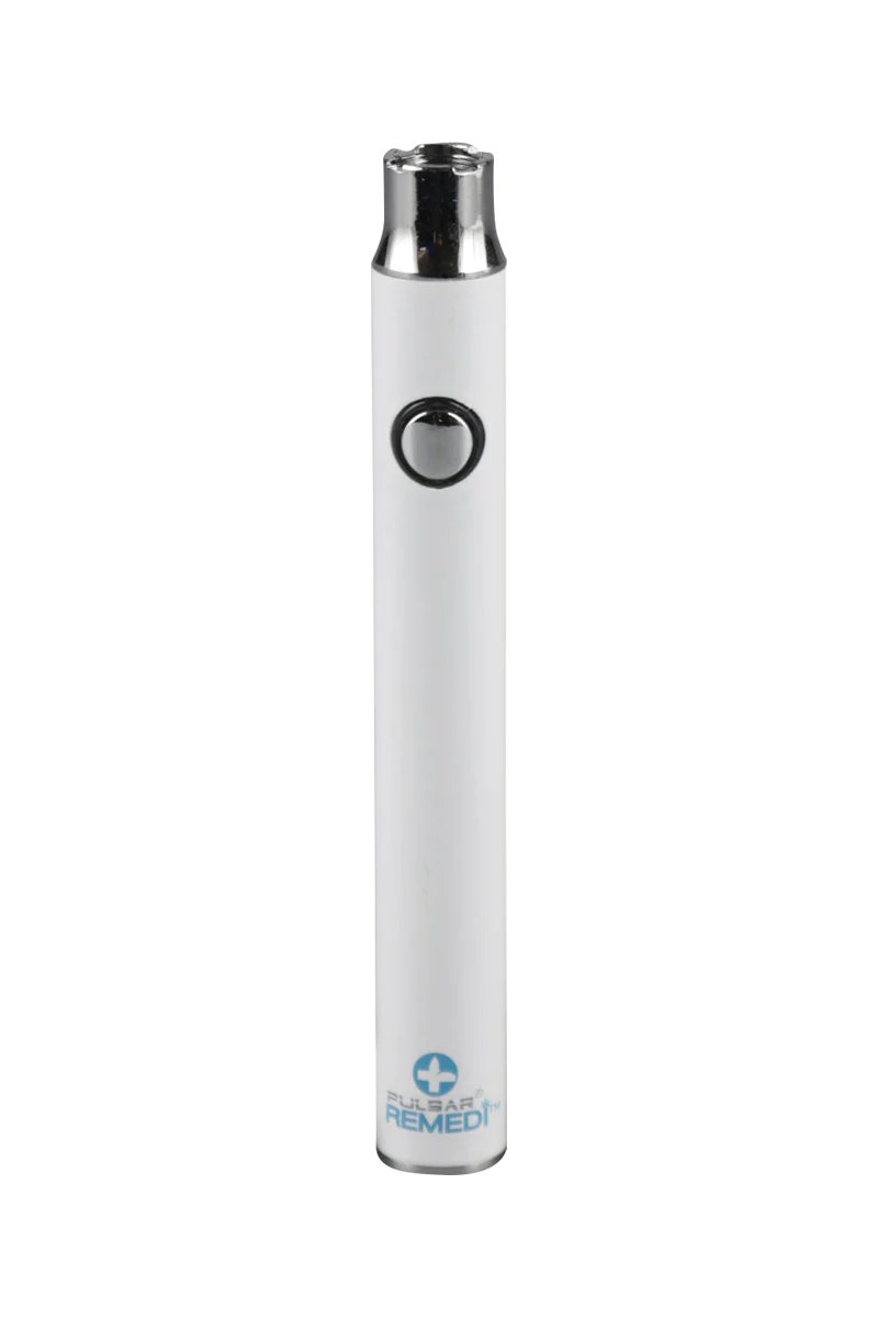 Pulsar ReMEDi Variable Voltage Battery in Silver for Vaporizers, Front View on White Background