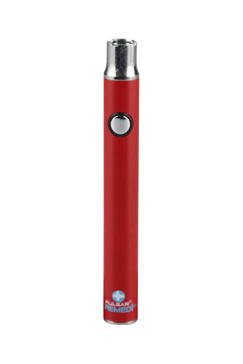Pulsar ReMEDi red vape battery with variable voltage and preheat feature, front view on white background