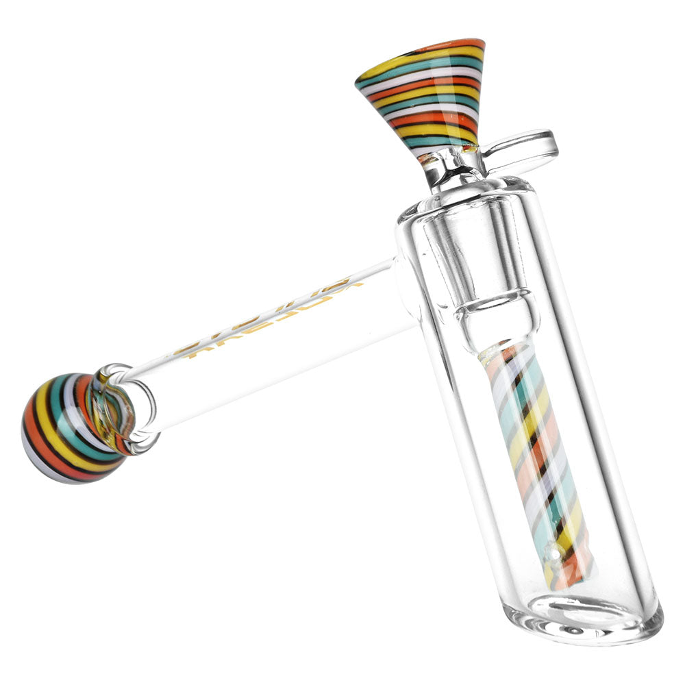 Pulsar Retro Rave Wig Wag Bubbler with Herb Slide, 6.25" Hammer Design, Side View
