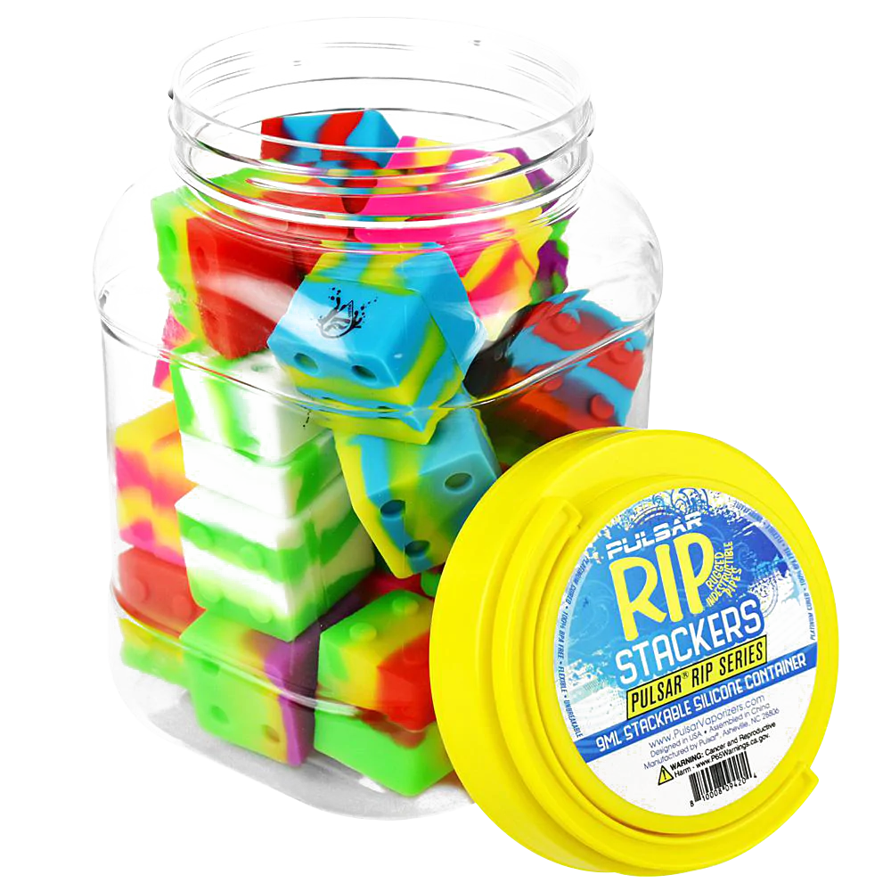 Assorted Pulsar RIP Series Silicone Dab Containers, 9mL stackable, 25pc set