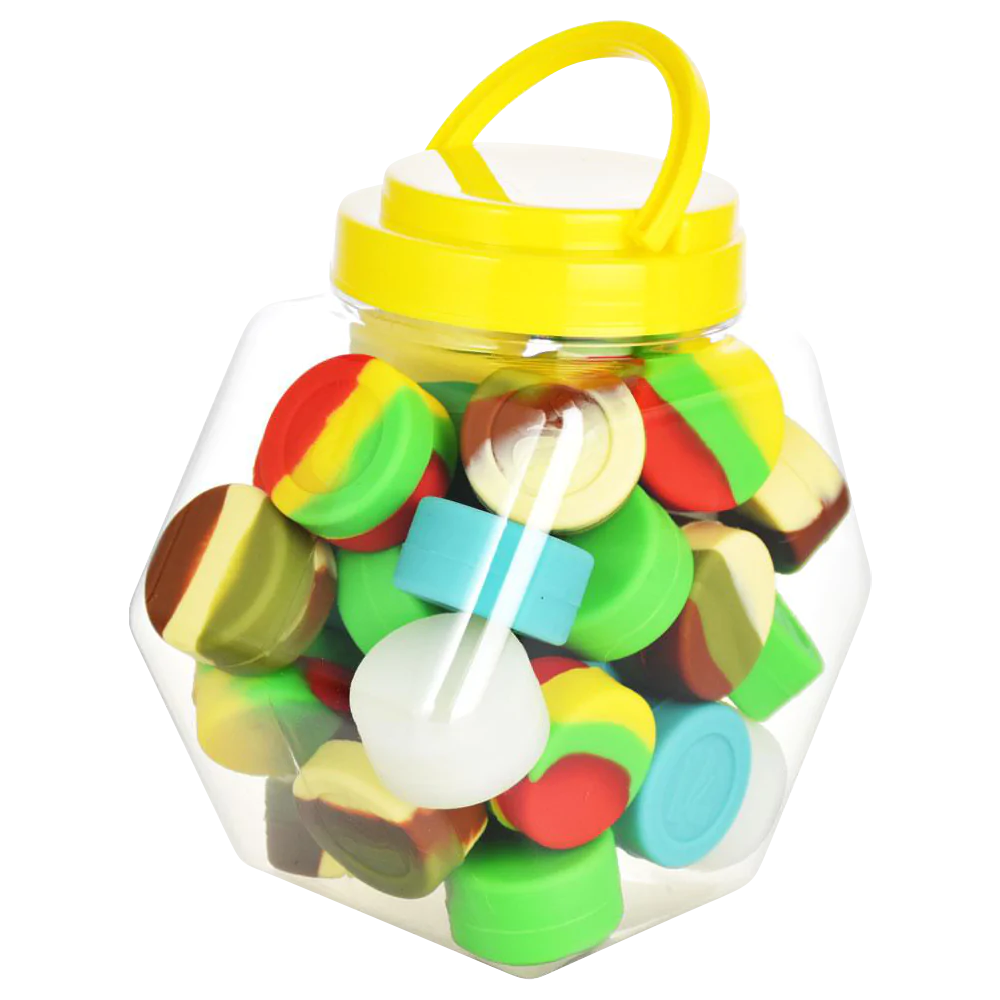 Bulk 55 pack of Pulsar RIP Silicone Containers in assorted colors for concentrates