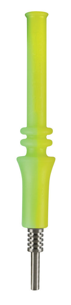 Pulsar RIP Silicone Vapor Straw in Green Yellow Glow, Portable 6.25" Size, Titanium Tip