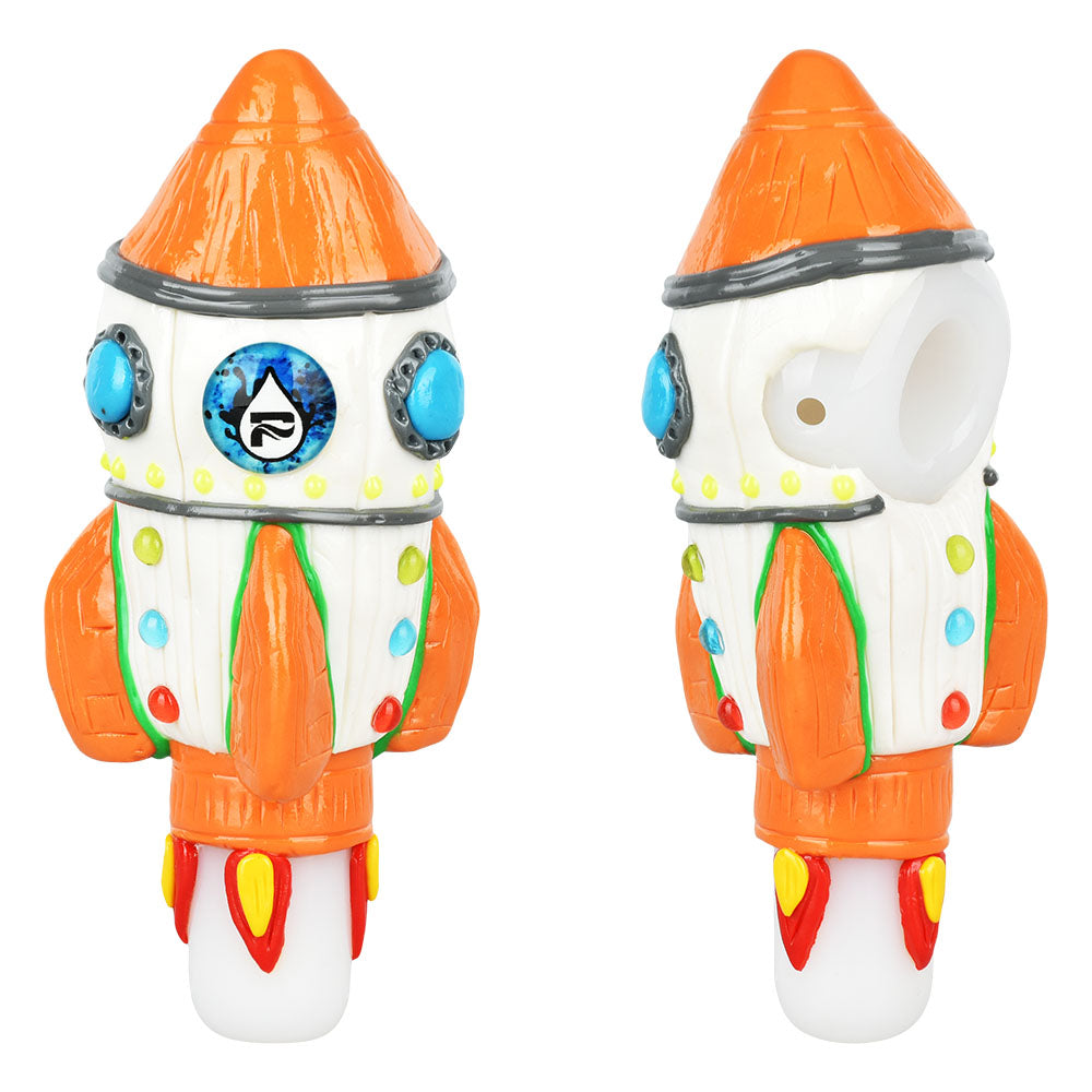 Pulsar Rocketship Hand Pipe - Borosilicate Glass - Dual Side View