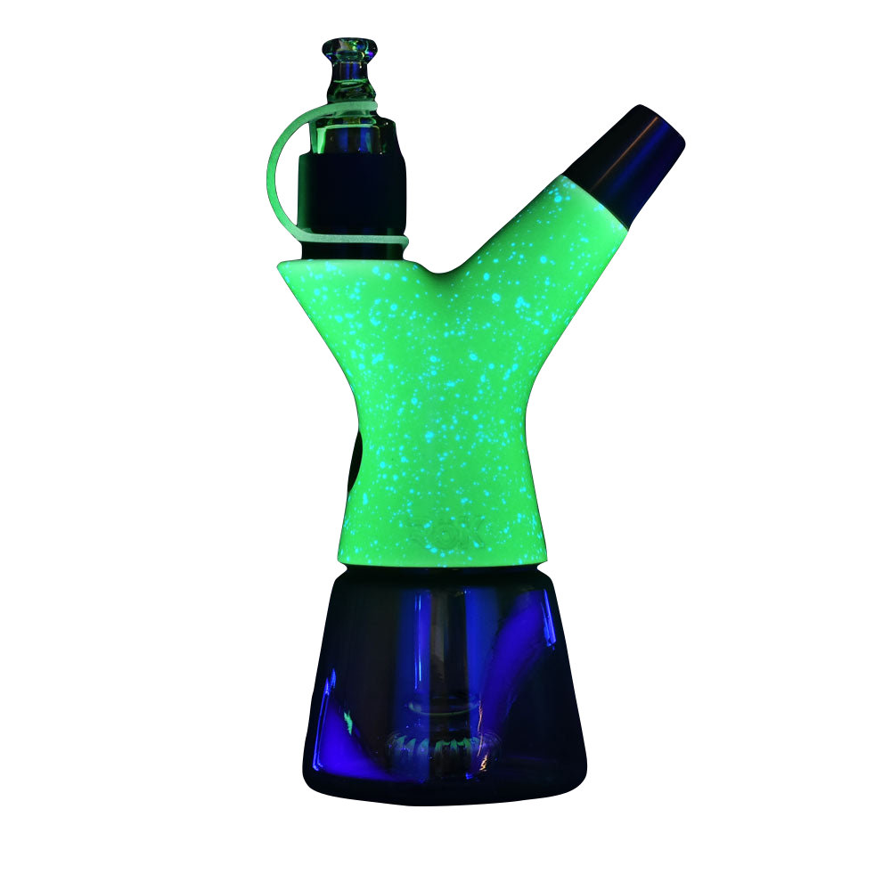 Pulsar RöK Electric Dab Rig Luna Edition, glowing in the dark, front view, for vaporizing concentrates